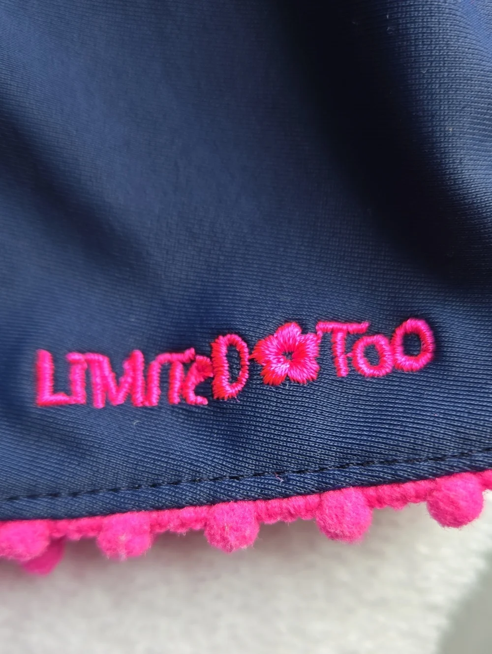 Limited Too Girls Navy Blue Athletic Shorts Pink Pom Pom Trim Size 10/12